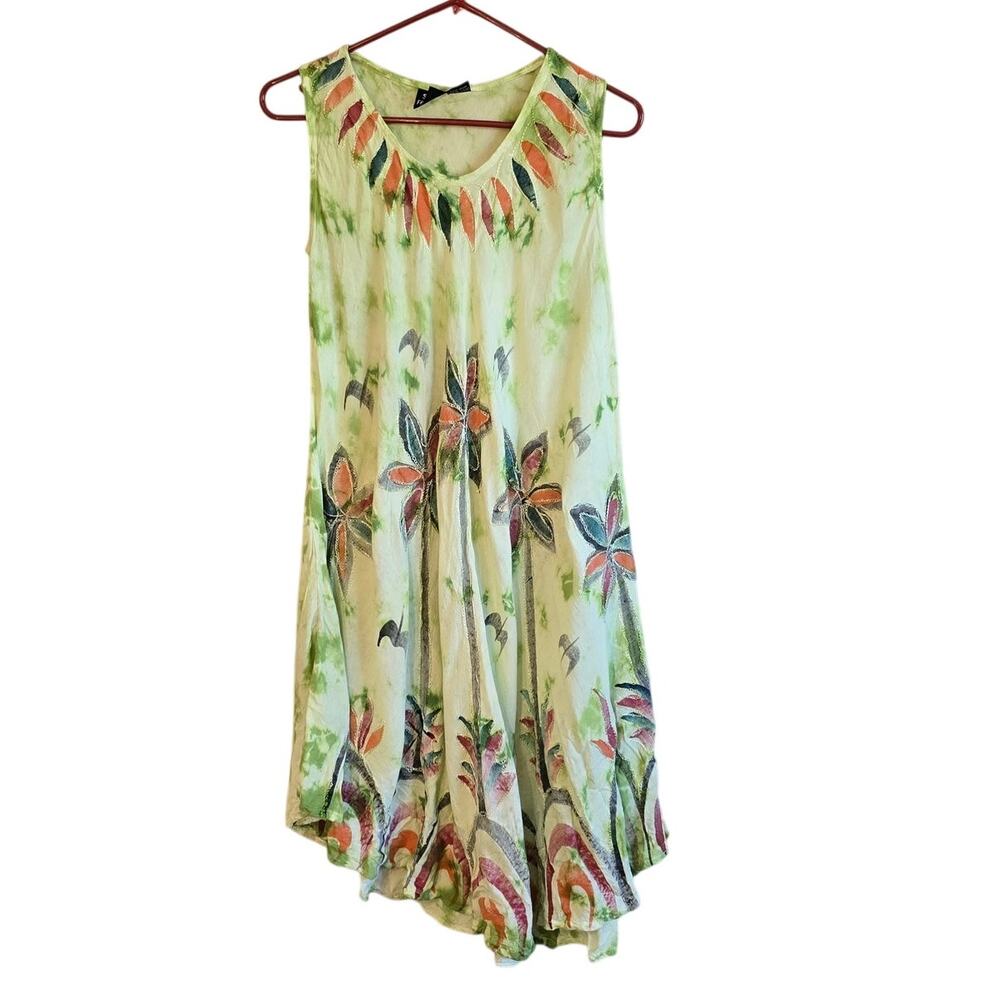 S.R fashion vacation palm tree hand painted dress size os